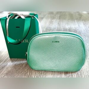 La Mer Mint Cosmetic Bag w/Mini Shopping Bag